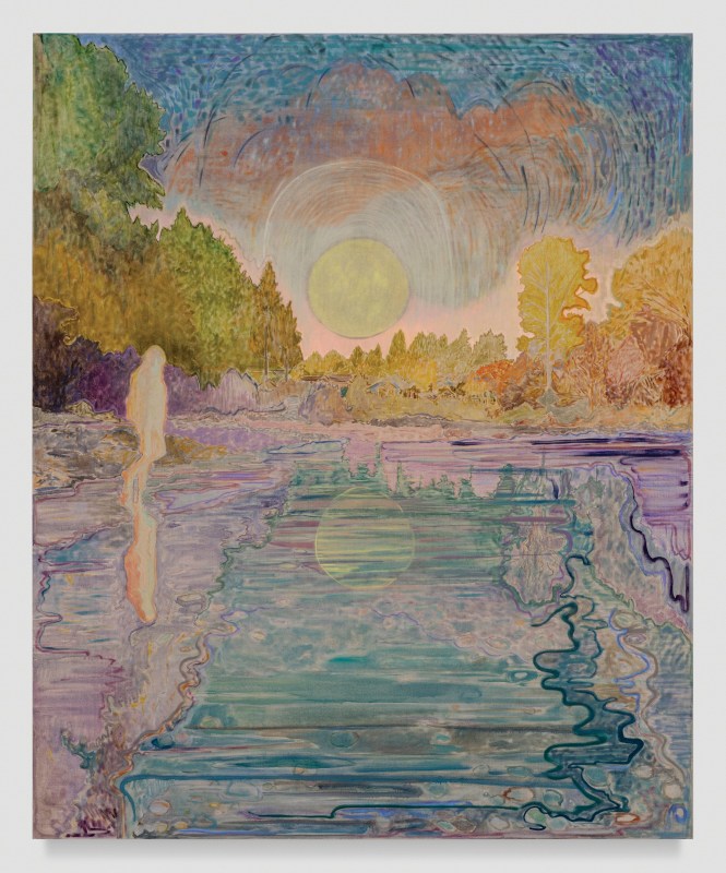 Jennie at the River (After the Fire), 2022, oil on linen, 100 x 82 in (254 x 208 cm)