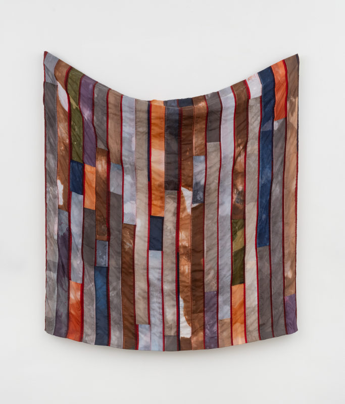 Carla Edwards, &quot;Landmark&quot;, 2025, U.S Flags, dye bleach , 57 x 50 x 2 in (144.8 x 127 x 5.1 cm)