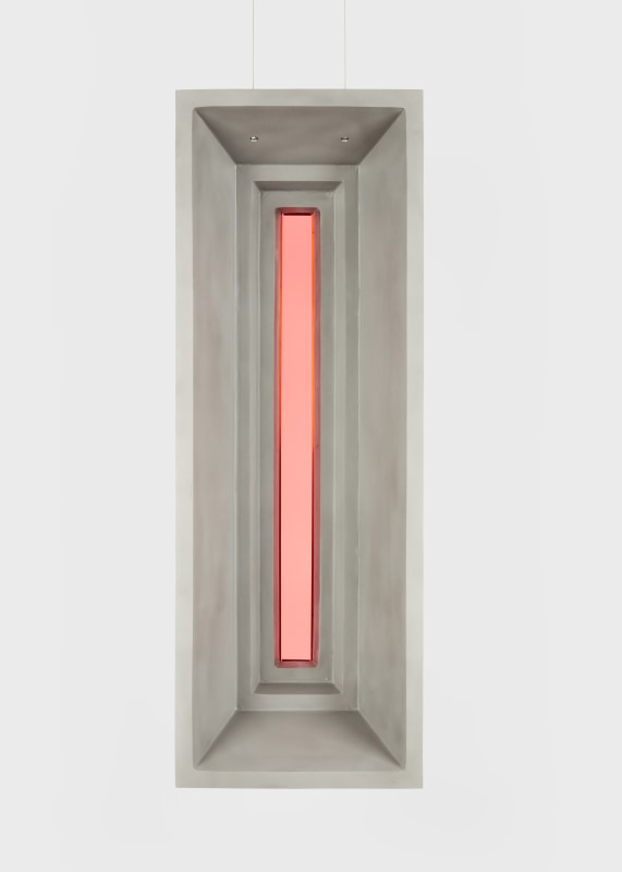 Carla Edwards, &quot;MDC Windows (Alpenglow)&quot;, 2022, cast aluminum, laminated glass, 49 3/4 x 17 3/4 x 10 1/2 in (126.4 x 45.1 x 26.7 cm)