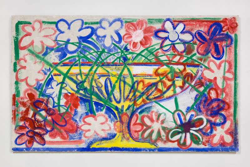 Anna Rosen,&nbsp;&quot;Cup of grass&quot;, 2020, pigment in lime plaster,&nbsp;36 x 60 in (91.4 x 152.4 cm)