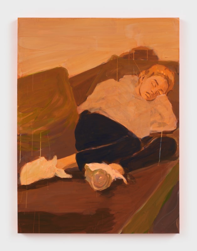 Claire Tabouret, &quot;Sleeping B,&quot; 2020, acrylic on board, 48 x 36 in (121.9 x 91.4 cm)