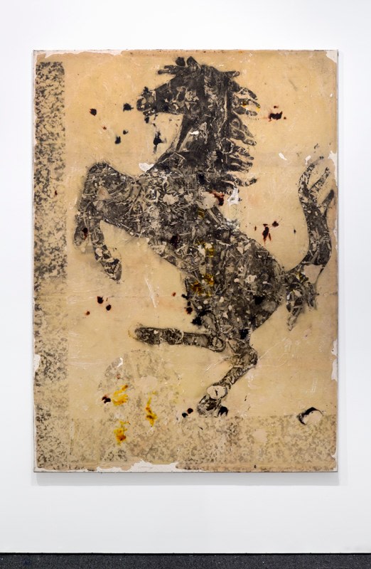 JPW3, &quot;Prancing Pony with Popcorn&quot;, 2014,&nbsp;wax, pastel, ink on canvas,&nbsp;70 x 96 in (177.8 x 243.8 cm)