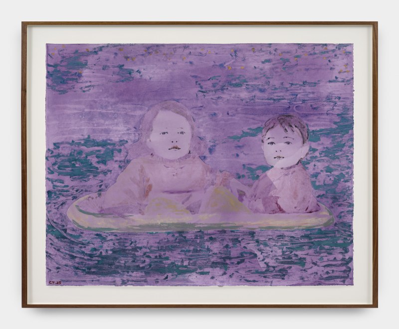 Claire Tabouret, &quot;The Small Boat (pale)&quot;, 2025, acrylic and ink on paper, 32 1/2 x 43 3/4 in (82.5 x 111 cm)