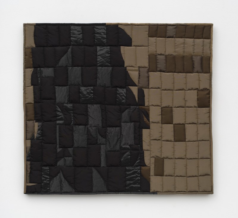 Anne Libby, &quot;To Touch Equals Three Columns&quot;, 2024, satin, batting, 30 1/2 x 33 1/2 in (77.5 x 85.1 cm)