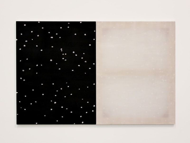 Paul Heyer, &quot;Snow (Night + Day)&quot;, 2013, sumi ink and silver leaf on silk, 35 3/4 x 56 in (90.8 x 142.2 cm)