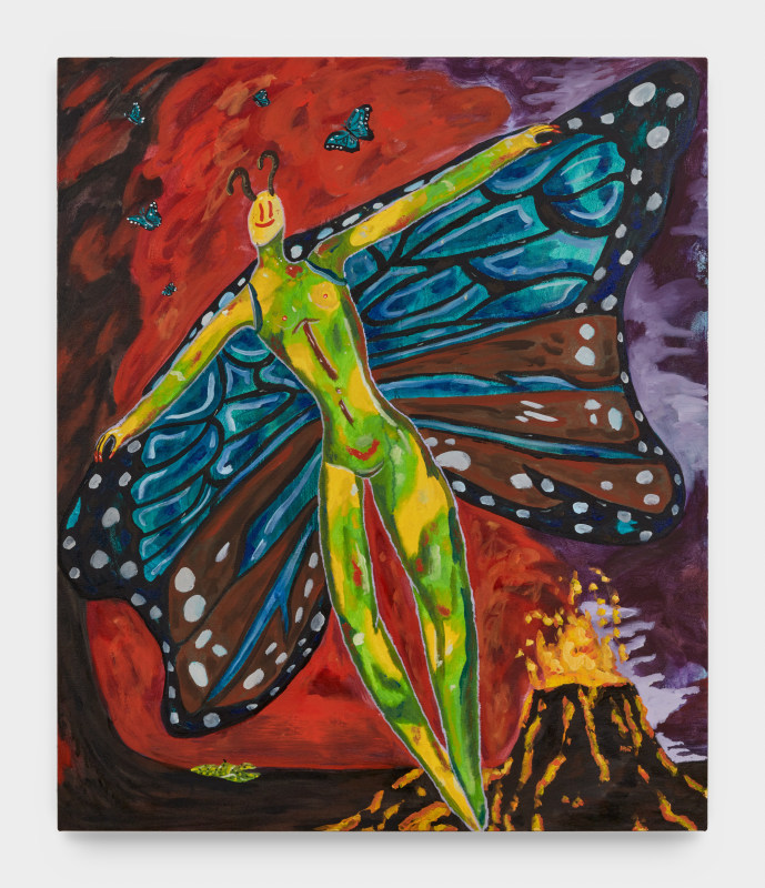Felicidades Happy Butterfly, 2023, oil on canvas,&nbsp;44 x 37 in (111.8 x 94 cm)
