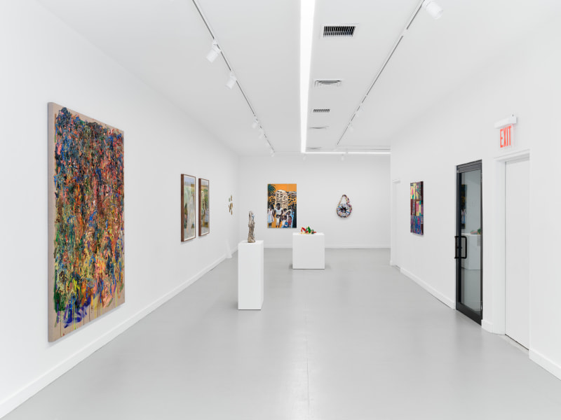 Work by Alex Andrew Sanchez, Sterling Wells, Julia Haft-Candell, Rikk&iacute; Wright, Reginald Armstrong, Samara Golden, Elaine Stocki, and Libby Rosen, installation view of &quot;Hot Glue&quot; at NADA East Broadway, 2023