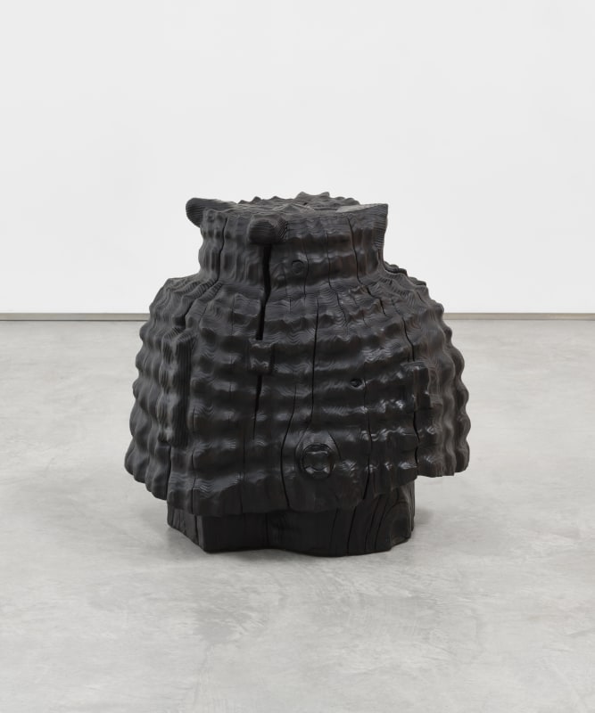 Dan John Anderson, &quot;504&quot;, 2025, cedar, 21 x 16 x 16 in (53.3 x 40.6 x 40.6 cm)