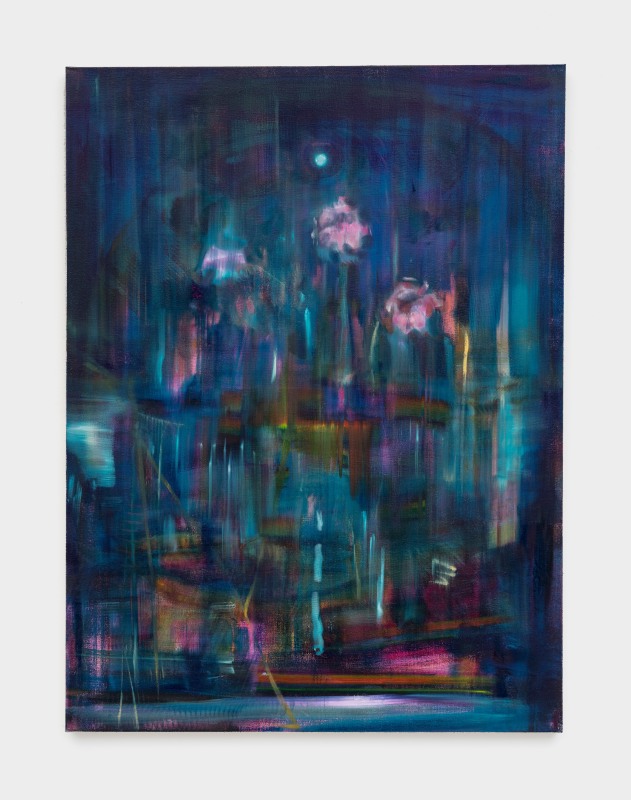 Ben Tong,&nbsp;&quot;Moonlight and Flowers&quot;, 2023,&nbsp;oil on canvas ,&nbsp;48 x 36 in (121.9 x 91.4 cm)