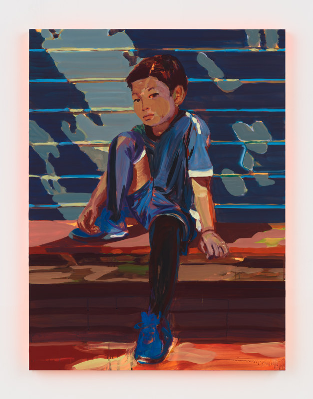 Claire Tabouret, &quot;Tegyu in his soccer outfit,&quot; 2020, acrylic on wood panel, 48 x 36 in (121.9 x 91.4 cm)