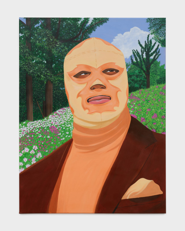 Lee Moriarty, &quot;Mascara Del Sol Portrait&quot;, 2025, acrylic on canvas, 40 x 30 in (101.6 x 76.2 cm)
