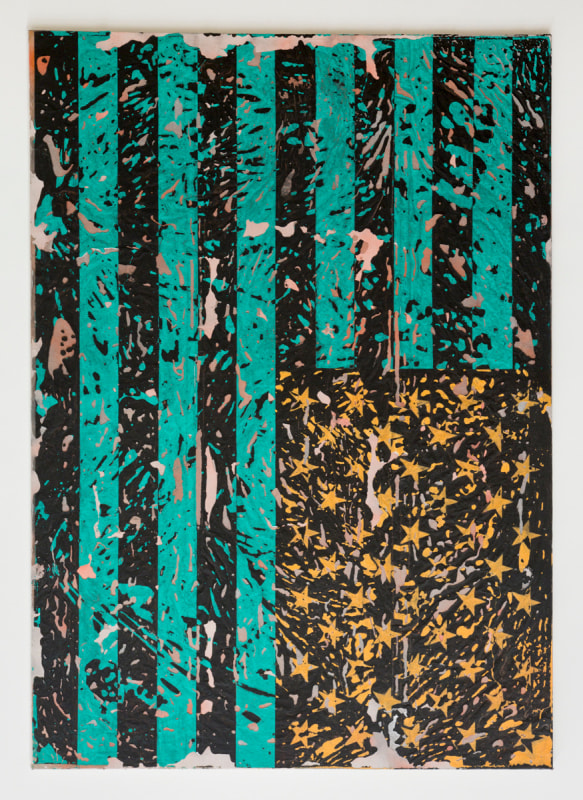JPW3, &quot;N.G.F.&quot;, 2017, wax, ink, and enamel on canvas,&nbsp;84 x 60 in. (213.4 x 152.4 cm)