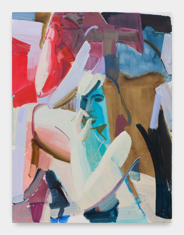 Sarah Awad,&nbsp;&quot;On Your Side of Things&quot;, 2024,&nbsp;oil and vinyl on canvas,&nbsp;50 x 38 in (127 x 96.5 cm)