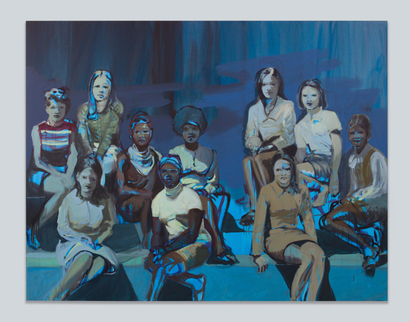 Claire Tabouret, &quot;Sitting,&quot; 2015, acrylic on canvas, 91 x 118 in (230 x 300 cm)
