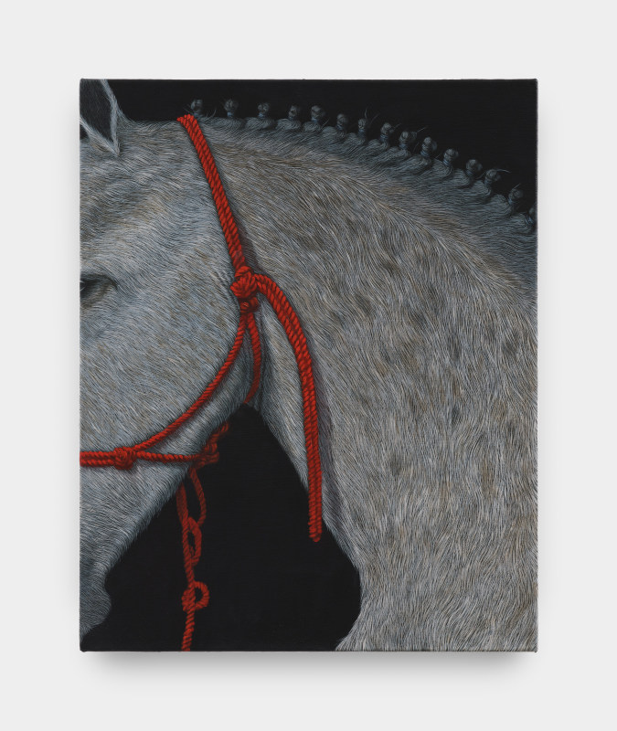 Sarah Miska, &quot;Grey Competition Buns&quot;, 2024, acrylic on canvas , 20 x 16 in (50.8 x 40.6 cm)