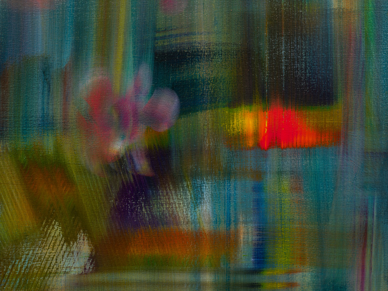 Ben Tong,&nbsp;&quot;Roses For Fourier&quot;, 2023, detail, oil on canvas,&nbsp;48 x 48 in (121.9 x 121.9 cm)