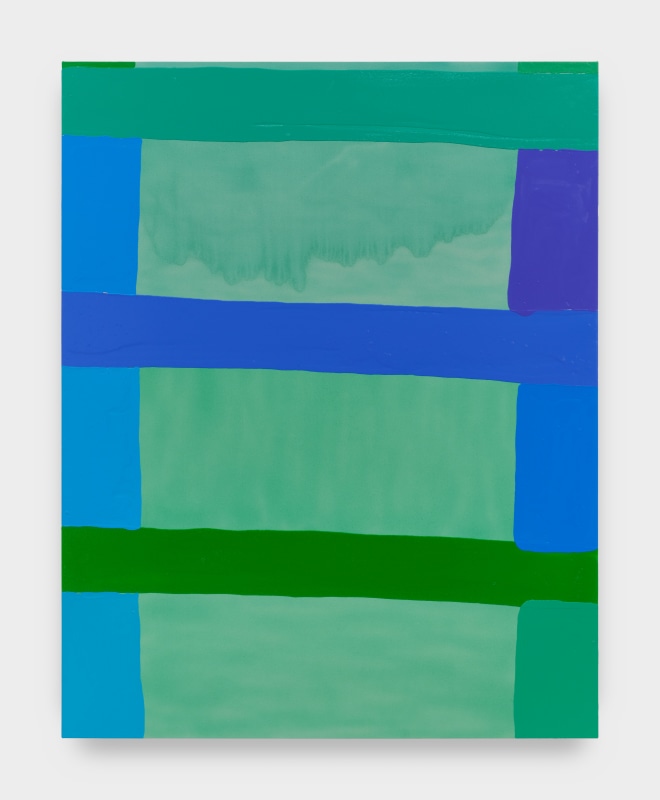 Hasani Sahlehe, &quot;Bluegreen&quot;, 2025, acrylic gel and airbrush on raw canvas, 82 x 65 in (208.3 x 165.1 cm)