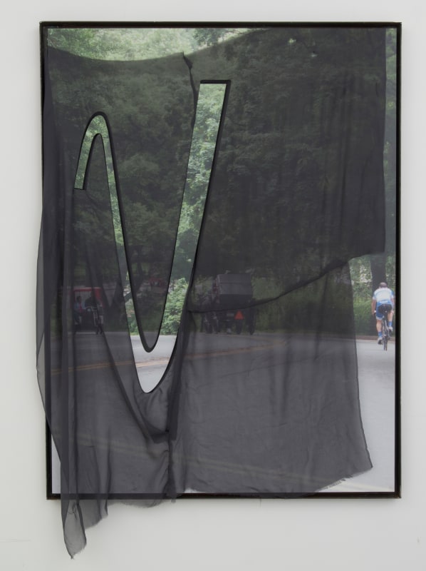 Central Park (Three Riders III), 2016, inkjet print on adhesive vinyl, Sintra, silk and iron frame,&nbsp;49 x 37 in. (124.4 x 94 cm)
