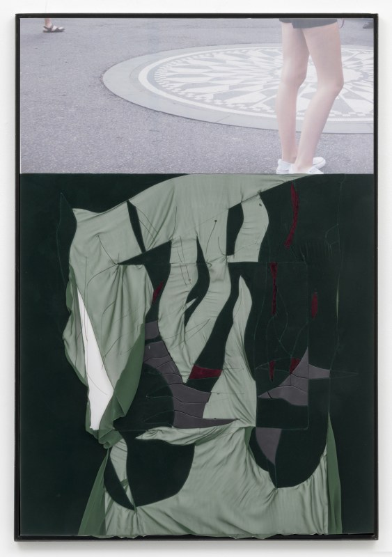 Rose Marcus, Imagine (Legs), 2016,&nbsp;pvc, velvet, leather, silk, Inkjet print on adhesive vinyl, iron frame,&nbsp;72 x 48 in (182.9 x 121.9 cm)