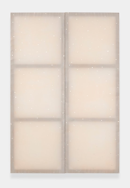 Paul Heyer, &quot;Snow (Dawn)&quot;, 2013, watercolor and silver leaf on silk, 92 1/2 x 62 1/2 in (235 x 158.8 cm)