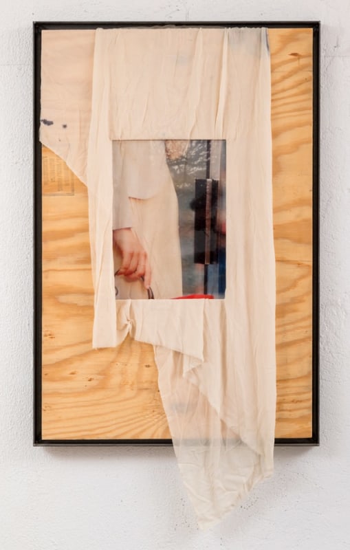 Rose Marcus, &quot;Woman (woman)&quot;, 2015, inkjet print on plexi glass, BC plywood, silk chiffon, ink, iron frame,&nbsp;36 x 24 in (91.4 x 61 cm)