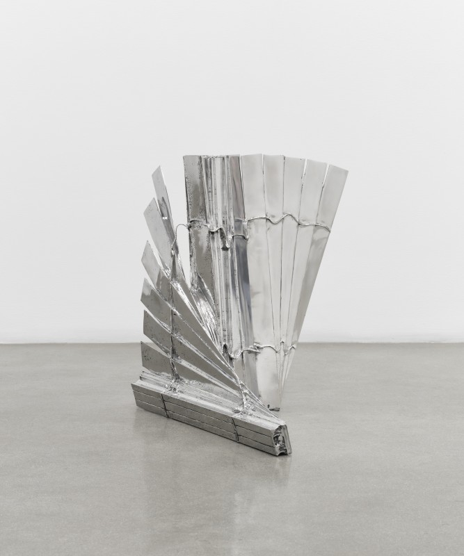 Anne Libby, &quot;After Jade Aperture&quot;, 2024, polished cast aluminum, 22 1/2 x 22 1/2 x 16 in (57.1 x 57.1 x 40.6 cm)