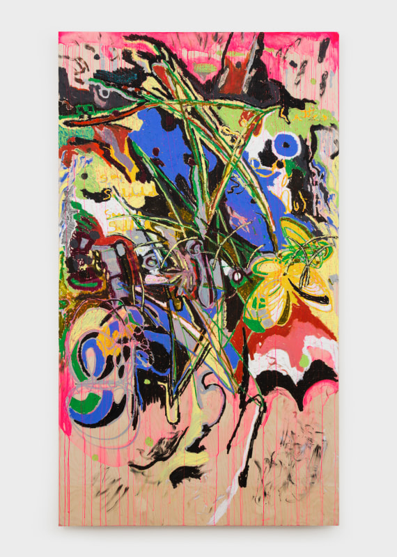 Push, 2021,&nbsp;oil pastel on panel,&nbsp;84 x 48 in (213.4 x 121.9 cm)