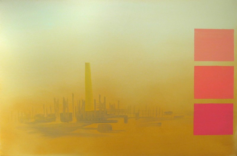 &quot;Green Zone (gold and coral with stacks),&quot; 2006