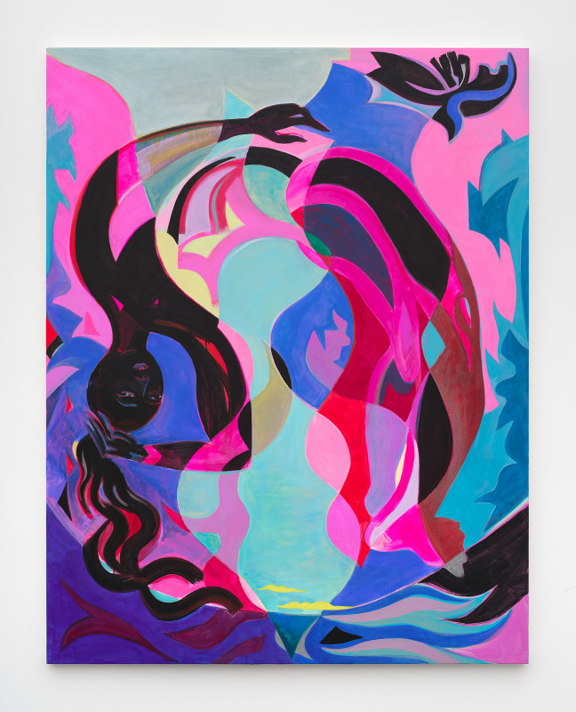 Mira Dancy, &quot;Contortions of Spring&quot;, 2024, acrylic on canvas, 74 x 58 in (188 x 147.3 cm)