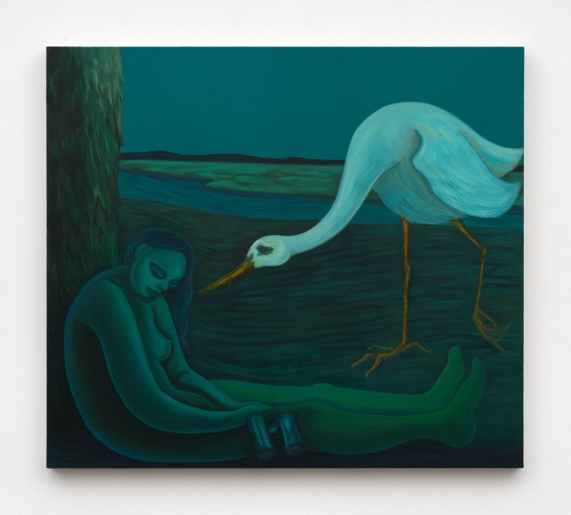 Bambou Gili, &quot;The Birdwatcher&quot;, 2023, oil on linen, 30 x 34 in (76.2 x 86.4 cm)