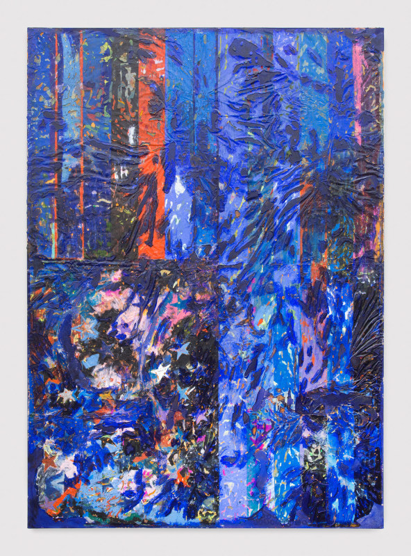 JPW3, &quot;Blue Velvet, 2018,&nbsp;oil pastel and wax on canvas,&nbsp;84 x 60 in (213.4 x 152.4 cm)