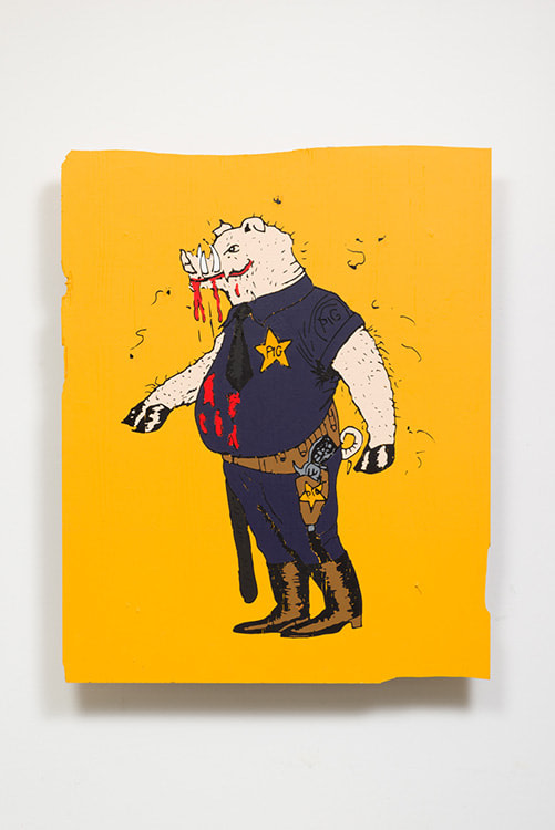 Awol Erizku, &quot;THIS IS A PIG. HE TRIES TO CONTROL BLACK PEOPLE,&quot; 2017