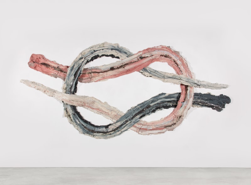 Brie Ruais, &quot;Interweaving Two Times 130lbs (Thief Knot),&quot; 2021, pigmented and glazed stoneware, hardware, 68 x 149 x 6 in (172.7 x 378.5 x 15.2 cm)