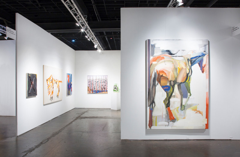 Installation view at NADA Miami, 2018. Foreground: Andy Woll.