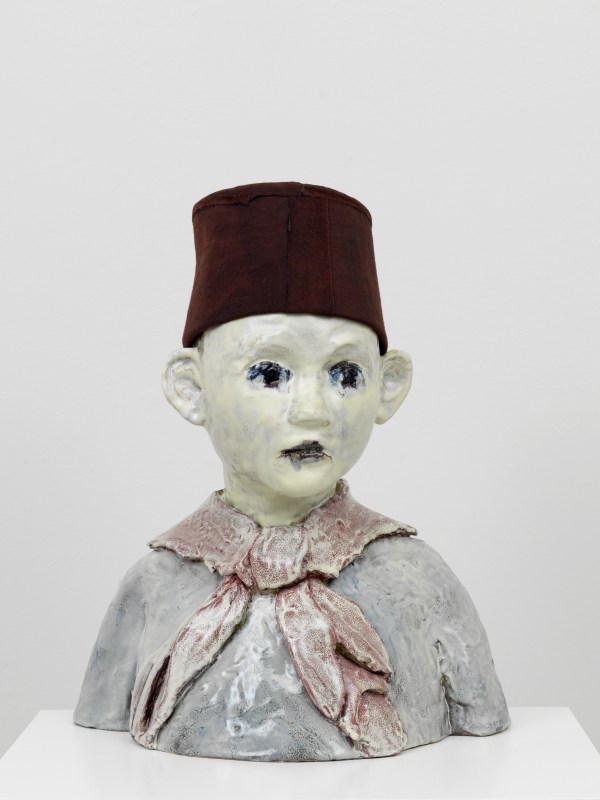 Claire Tabouret, &quot;Le Petite Pope,&quot; 2013, enameled terracotta and textiles
