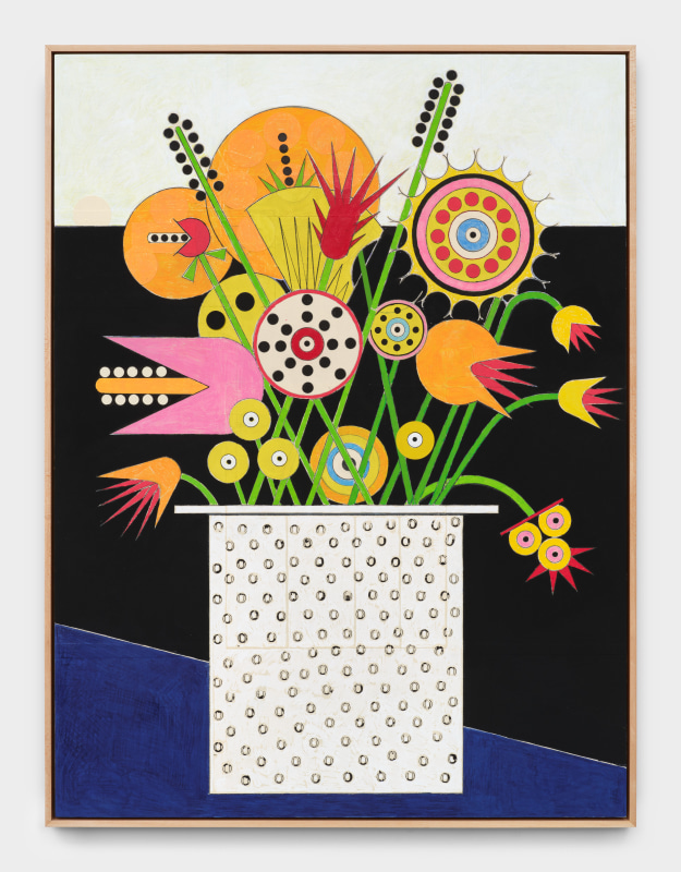 David Korty, &quot;Untitled (Flower Painting #7)&quot;, 2023,&nbsp;paper, flashe, and prismacolor pencil on panel,&nbsp;40 x 30 in (101.6 x 76.2 cm)