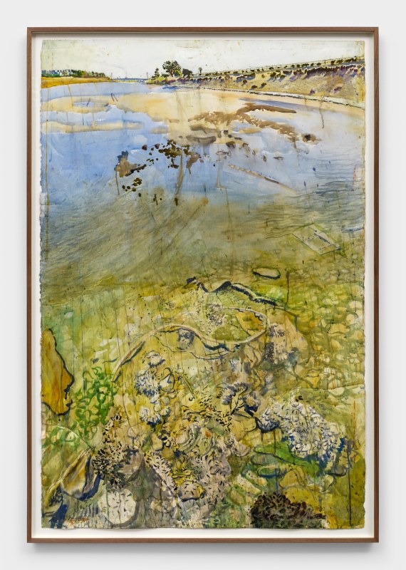 Sterling Wells, &quot;Mussels at Low Tide,&quot; 2023, watercolor on paper, 60 1/2 x 40 1/2 in (153.7 x 102.9 cm)