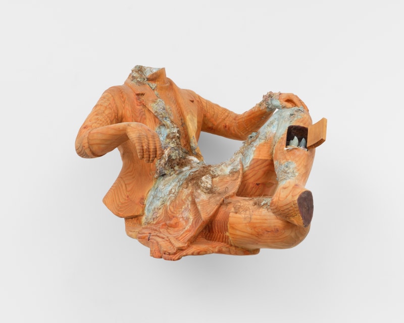 Cato Ouyang, &quot;reliquary corpus (Th&eacute;r&egrave;se, 1938)&quot;, 2022, pine, plaster, color pigment, shellac, wood stain, horse hair, shells, epoxy clay, beeswax, 26 x 30 x 24 in (66 x 76.2 x 61 cm)