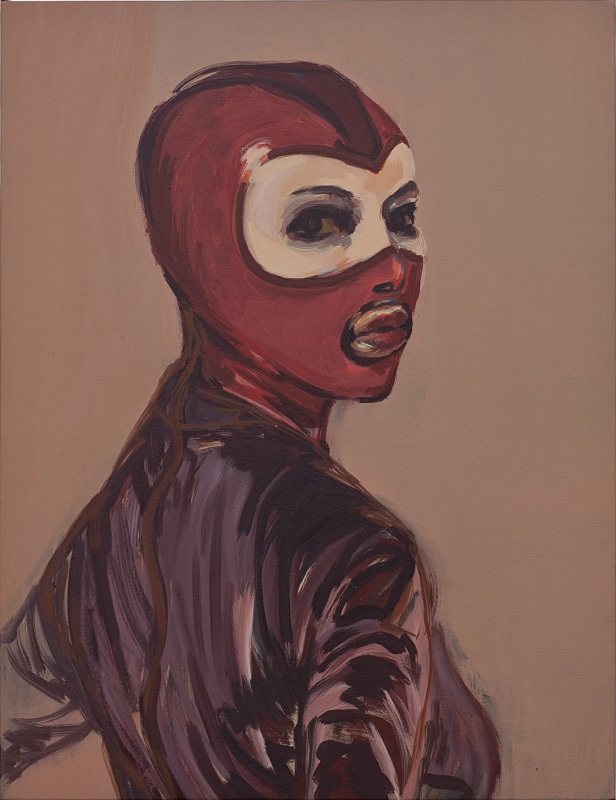 Claire Tabouret, &quot;Les Masques (Rouge),&quot; 2015, acrylic on canvas, 25 x 19 in (65 x 60 cm)
