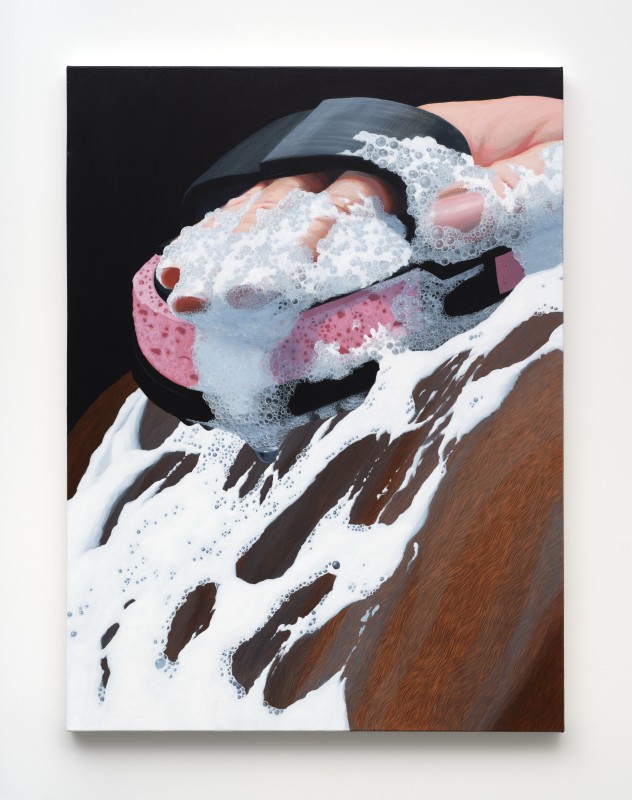 Sarah Miska, &quot;Soapy Hand&quot;, 2024, acrylic on canvas, 40 x 30 in (101.6 x 76.2 cm)