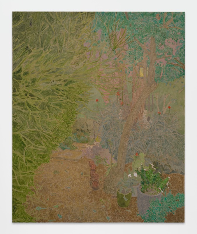 Hayley Barker, &quot;Winter Moon Garden&quot;,&nbsp;2024, oil on linen,&nbsp;101 5/8 x 83 5/8 in, (258 x 212.5 cm (framed)