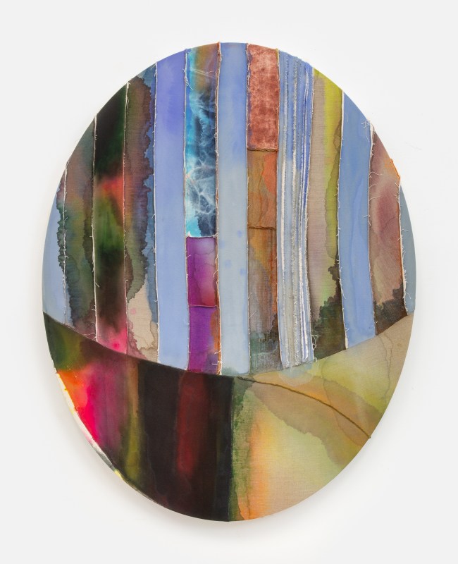 Elaine Stocki, &quot;Reverse side Oval, 50 inch, January 2021,&quot; 2021, watercolor on linen and canvas, 50 x 39 in (127 x 99.1 cm)