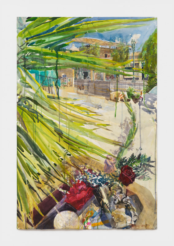 Sterling Wells, &quot;Am&eacute;rica Tropical&quot;, 2024, watercolor on paper, 30 x 20 in (76.2 x 50.8 cm)