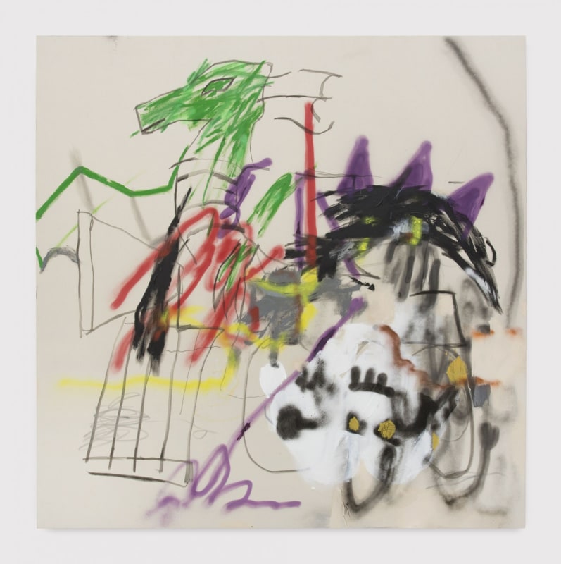 Robert Nava, &quot;Dragon Train,&quot; 2019, acrylic and grease pencil on canvas, 72 x 72 in (182.9 x 182.9 cm)