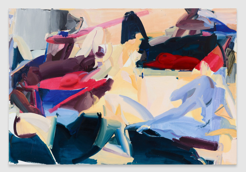 Sarah Awad, &quot;Double Field,&quot; 2018, oil and vinyl on canvas, 65 x 95 in (165.1 x 241.3 cm)