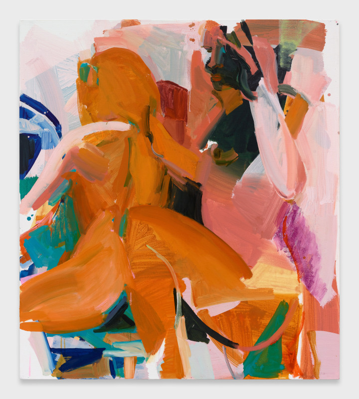 Sarah Awad, &quot;Orange Crush,&quot; 2019, oil and vinyl on canvas, 54 x 48 in (137.2 x 121.9 cm)