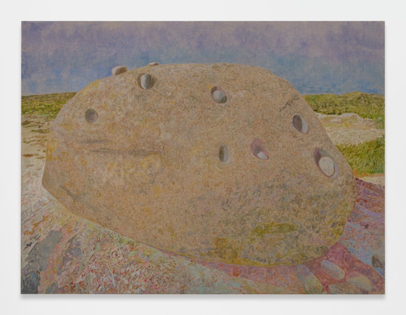 Hayley Barker, &quot;The Ringing Stone&quot;,&nbsp;2023, oil on linen,&nbsp;73 5/8 x 97 1/2 in, (187 x 247.8 cm (framed)