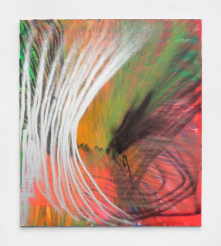 Andrea Marie Breiling, &quot;Sirens Flicker (Can You See Them Calling)&quot;, 2021, acrylic and aerosol spray on canvas, 83 x 73 in (210.8 x 185.4 cm)