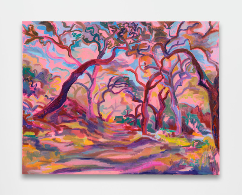 Mira Dancy, &quot;Gabrielino Canopy&quot;, 2025, acrylic and oil on canvas, 28 x 36 in (71.1 x 91.4 cm)