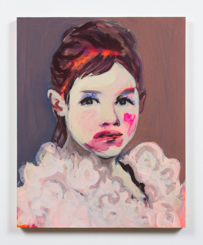Claire Tabouret, &quot;Makeup (froufrou),&quot; 2016, acrylic on wood panel, 24 x 18 in / 61 x 45.5 cm